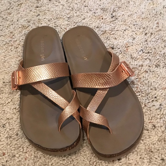 madden girl birkenstocks rose gold